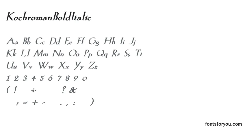 Fuente KochromanBoldItalic - alfabeto, números, caracteres especiales