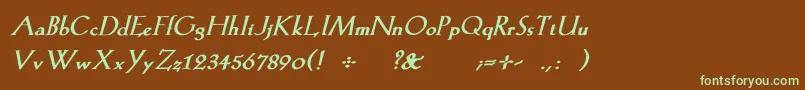 KochromanBoldItalic Font – Green Fonts on Brown Background