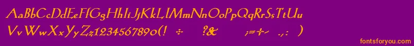 KochromanBoldItalic-Schriftart – Orangefarbene Schriften auf violettem Hintergrund