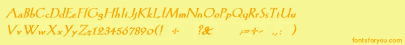 KochromanBoldItalic-Schriftart – Orangefarbene Schriften auf gelbem Hintergrund