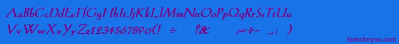 KochromanBoldItalic-Schriftart – Violette Schriften auf blauem Hintergrund