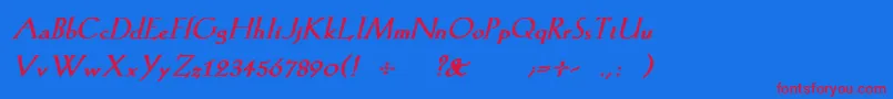 KochromanBoldItalic Font – Red Fonts on Blue Background