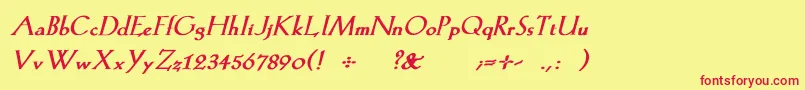 フォントKochromanBoldItalic – 赤い文字の黄色い背景