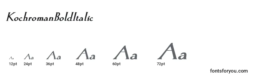 Размеры шрифта KochromanBoldItalic