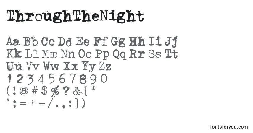 ThroughTheNightフォント–アルファベット、数字、特殊文字