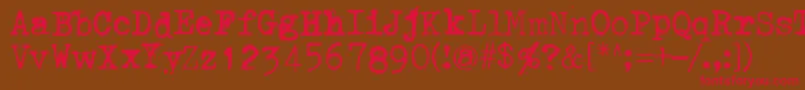 フォントThroughTheNight – 赤い文字が茶色の背景にあります。