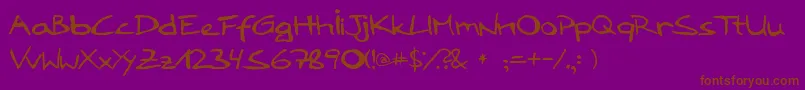 Loddyfont-fontti – ruskeat fontit violetilla taustalla