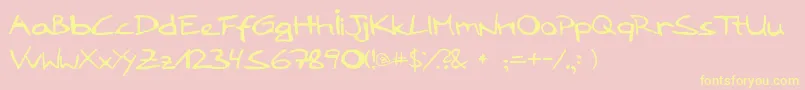 Loddyfont-fontti – keltaiset fontit vaaleanpunaisella taustalla