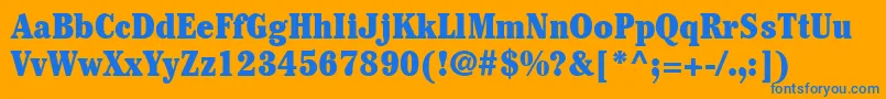 ItcCheltenhamLtUltraCondensed-Schriftart – Blaue Schriften auf orangefarbenem Hintergrund