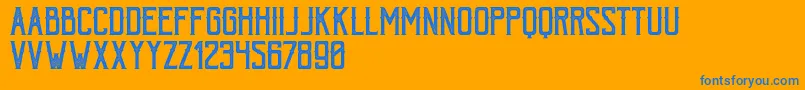 BohemPressFree-Schriftart – Blaue Schriften auf orangefarbenem Hintergrund