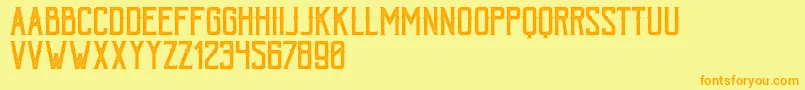 BohemPressFree-Schriftart – Orangefarbene Schriften auf gelbem Hintergrund