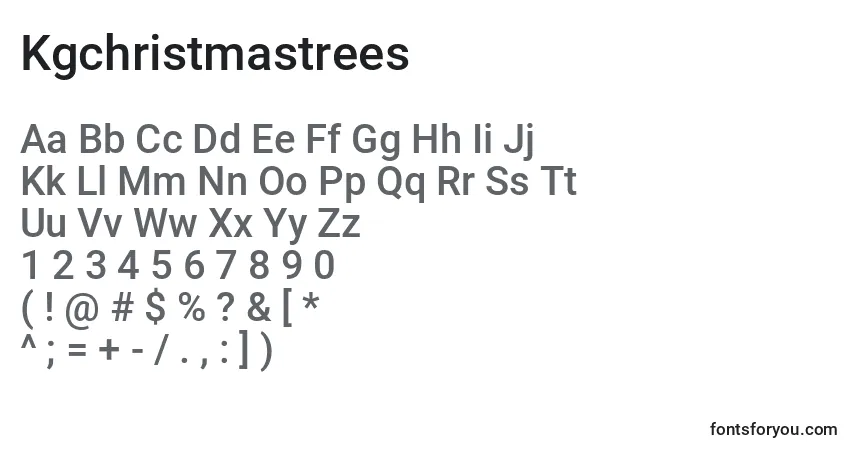Czcionka Kgchristmastrees – alfabet, cyfry, specjalne znaki