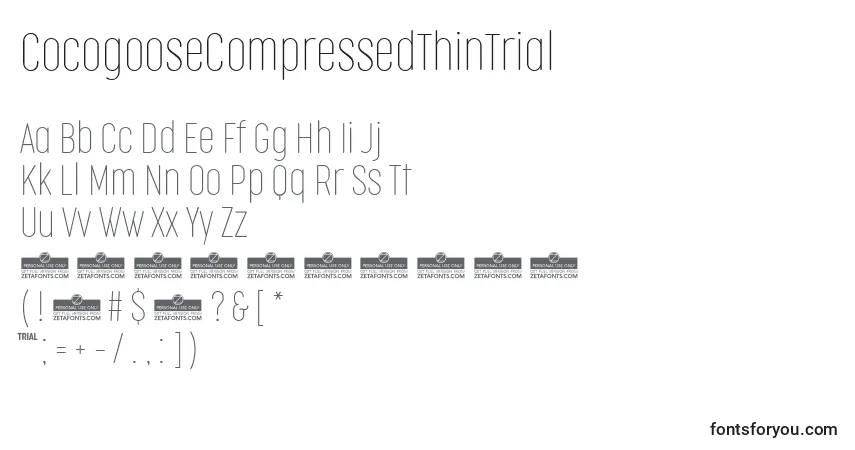 Шрифт CocogooseCompressedThinTrial – алфавит, цифры, специальные символы