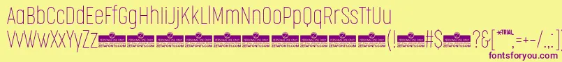 CocogooseCompressedThinTrial Font – Purple Fonts on Yellow Background