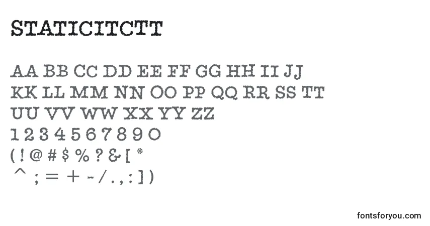 A fonte StaticitcTt – alfabeto, números, caracteres especiais