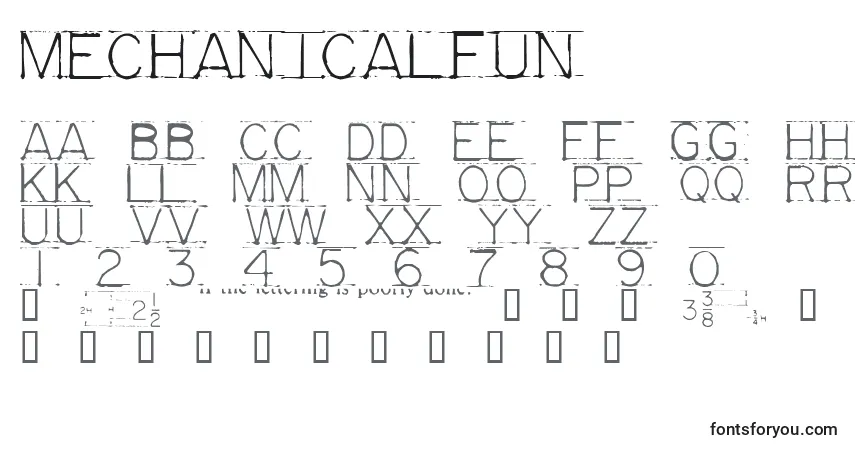 A fonte MechanicalFun – alfabeto, números, caracteres especiais