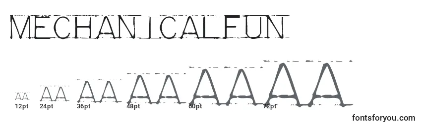 Размеры шрифта MechanicalFun