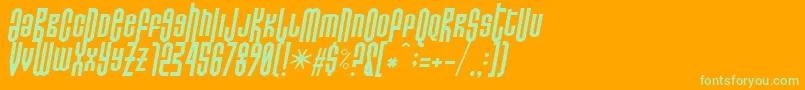 Fonte Do Not Eat This Italic – fontes verdes em um fundo laranja