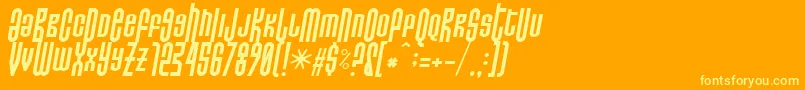 Do Not Eat This Italic-Schriftart – Gelbe Schriften auf orangefarbenem Hintergrund