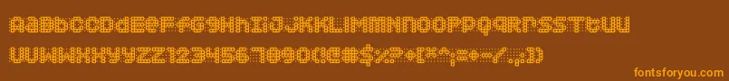 Squarodynamic03-Schriftart – Orangefarbene Schriften auf braunem Hintergrund