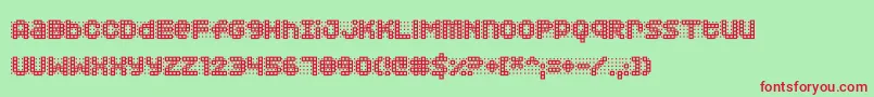 Squarodynamic03-Schriftart – Rote Schriften auf grünem Hintergrund