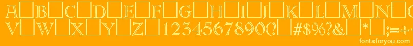 ErbardecoRegularDb-Schriftart – Gelbe Schriften auf orangefarbenem Hintergrund