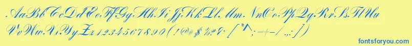 BayscriptRegular Font – Blue Fonts on Yellow Background