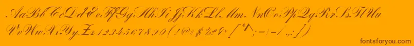 BayscriptRegular-Schriftart – Braune Schriften auf orangefarbenem Hintergrund