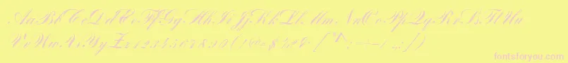 BayscriptRegular-fontti – vaaleanpunaiset fontit keltaisella taustalla