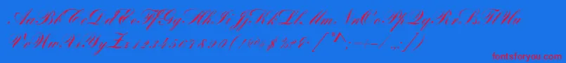BayscriptRegular Font – Red Fonts on Blue Background