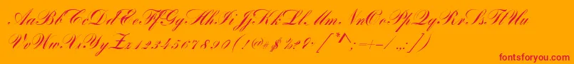 BayscriptRegular Font – Red Fonts on Orange Background