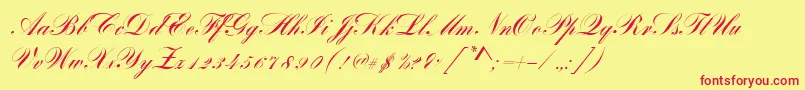 Fonte BayscriptRegular – fontes vermelhas em um fundo amarelo