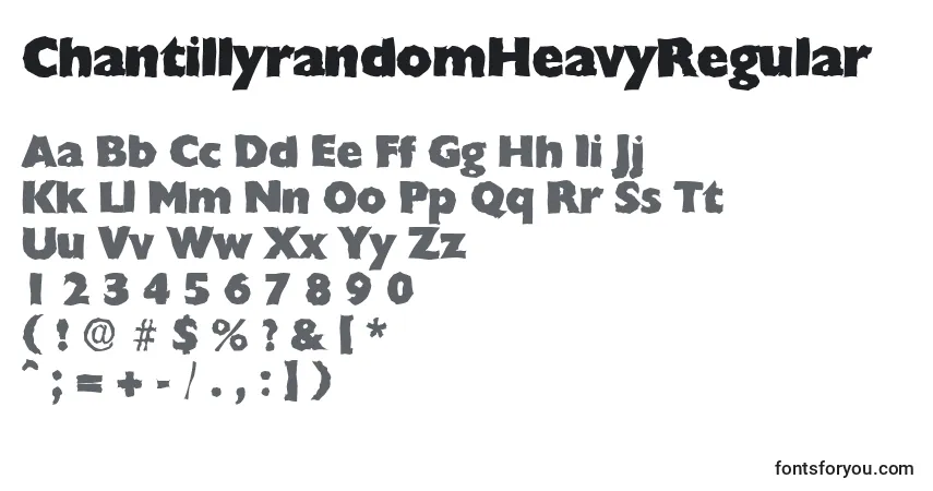 Czcionka ChantillyrandomHeavyRegular – alfabet, cyfry, specjalne znaki