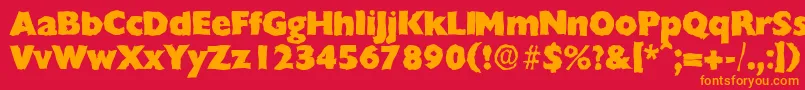 フォントChantillyrandomHeavyRegular – 赤い背景にオレンジの文字