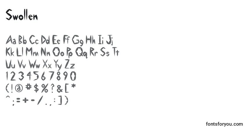 Fuente Swollen - alfabeto, números, caracteres especiales