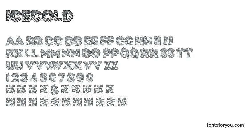 Czcionka Icecold – alfabet, cyfry, specjalne znaki