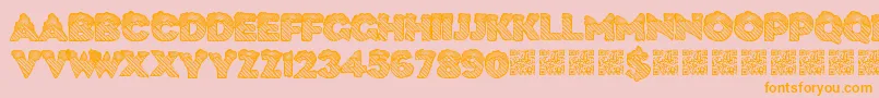 Icecold-Schriftart – Orangefarbene Schriften auf rosa Hintergrund