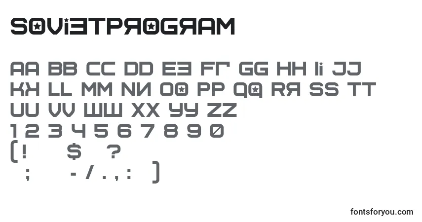 Czcionka Sovietprogram – alfabet, cyfry, specjalne znaki