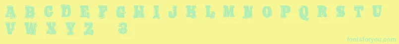 BoldPressingH3Demo Font – Green Fonts on Yellow Background