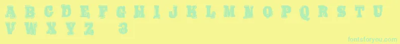 フォントBoldPressingH3Demo – 黄色い背景に緑の文字