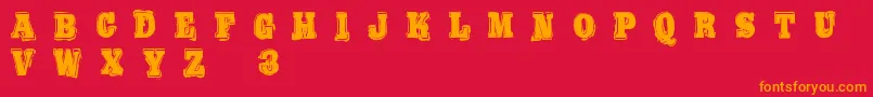 フォントBoldPressingH3Demo – 赤い背景にオレンジの文字
