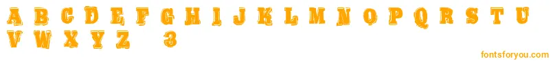 BoldPressingH3Demo-Schriftart – Orangefarbene Schriften auf weißem Hintergrund