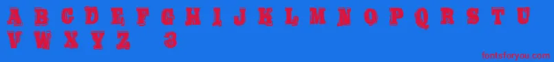 BoldPressingH3Demo Font – Red Fonts on Blue Background