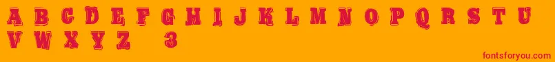 BoldPressingH3Demo Font – Red Fonts on Orange Background