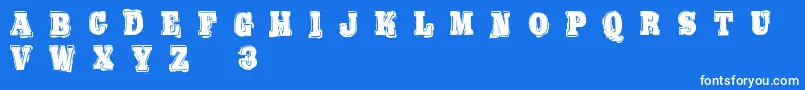BoldPressingH3Demo-Schriftart – Weiße Schriften auf blauem Hintergrund