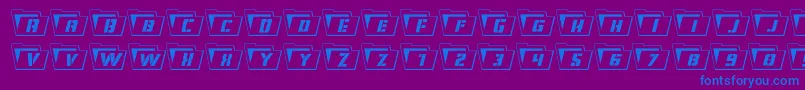 フォントEyesonlyout – 紫色の背景に青い文字