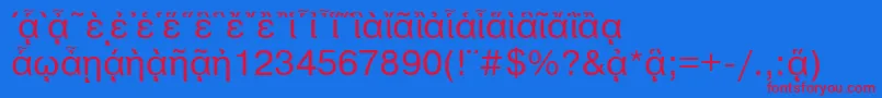 Czcionka PragmaticapgttNormal – czerwone czcionki na niebieskim tle