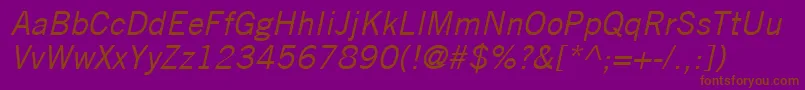 TradeGothicLtOblique Font – Brown Fonts on Purple Background