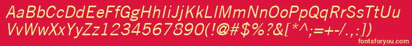 TradeGothicLtOblique Font – Yellow Fonts on Red Background