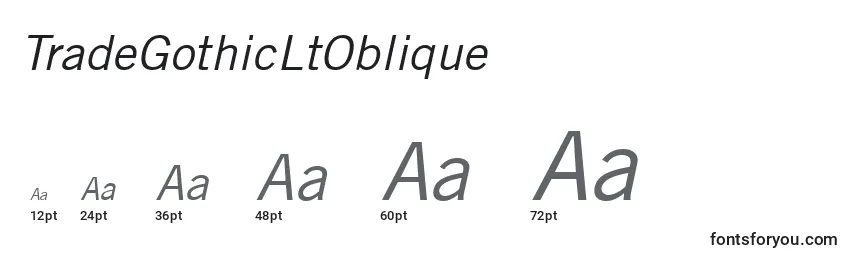 Размеры шрифта TradeGothicLtOblique